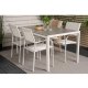 VENTURE DESIGN havebord m. Break bord og 4 Santorini stole m. armln - hvid alu og gr aintwood 