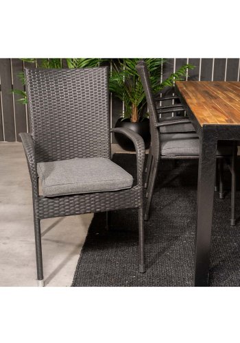 VENTURE DESIGN havest, m. Bois bord (200x100) og 6 Anna stole, m. armln - akacie/alu/rattan