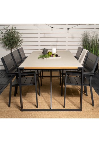 VENTURE DESIGN havest, m. Texas bord (200x100) pg 6 Levels stole, m. armln - teak/alu/aintwood 