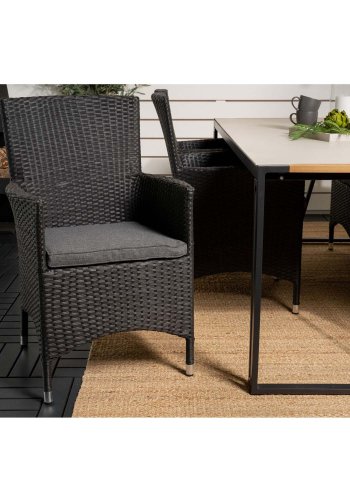 VENTURE DESIGN havest, m. Texas bord (200x100) og 6 Malin stole, m. armln - teak/alu/flet