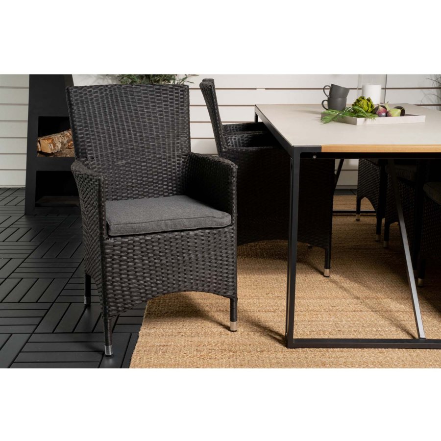 VENTURE DESIGN havest, m. Texas bord (200x100) og 6 Malin stole, m. armln - teak/alu/flet