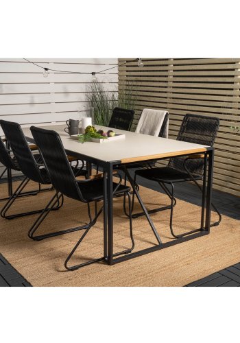 VENTURE DESIGN havest, m. Texas bord (200x100) og 6 Bois stole, m. armln - teak/alu/reb/akacie