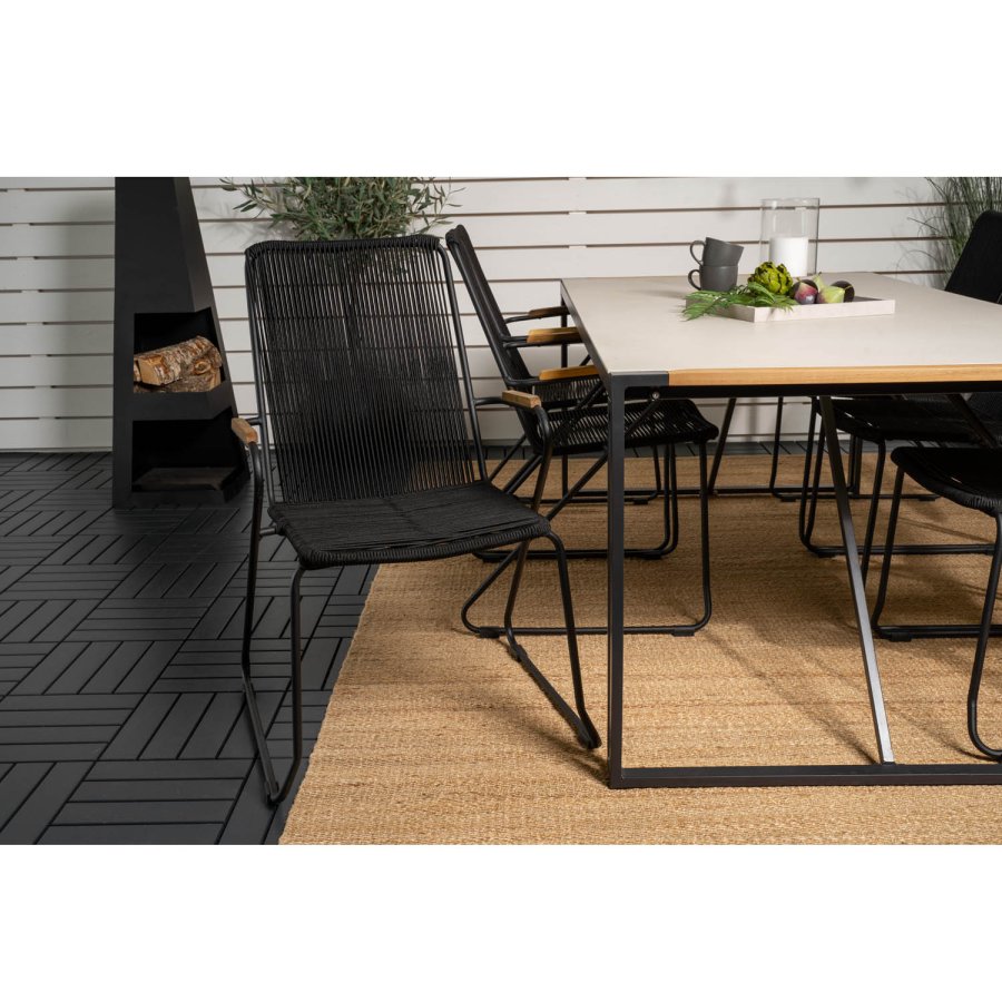 VENTURE DESIGN havest, m. Texas bord (200x100) og 6 Bois stole, m. armln - teak/alu/reb/akacie