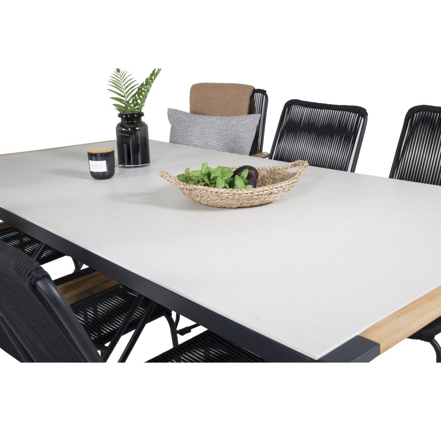 VENTURE DESIGN havest, m. Texas bord (200x100) og 6 Bois stole, m. armln - teak/alu/reb/akacie