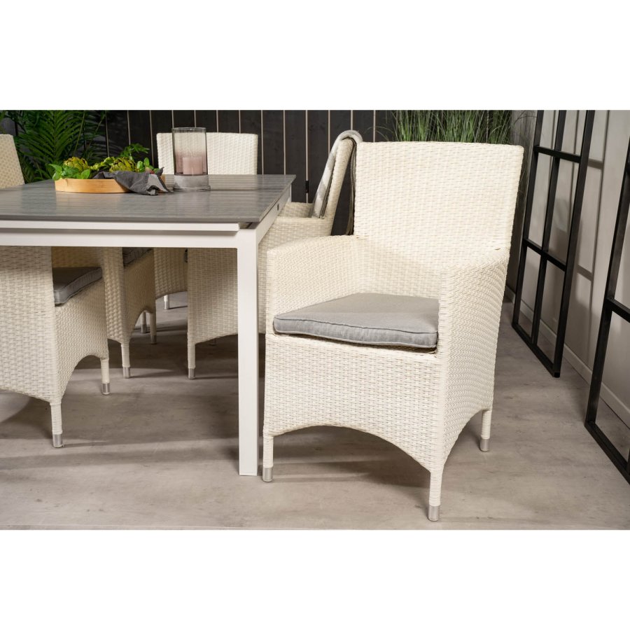 VENTURE DESIGN havest, m. Levels bord, m. udtrk og 6 Malin stole, m. armln - aintwood/alu