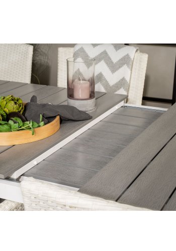 VENTURE DESIGN havest, m. Levels bord, m. udtrk og 6 Malin stole, m. armln - aintwood/alu