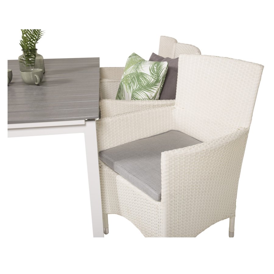 VENTURE DESIGN havest, m. Levels bord, m. udtrk og 6 Malin stole, m. armln - aintwood/alu