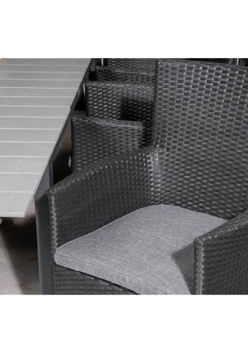 VENTURE DESIGN havest, m. Levels bord, m. udtrk og 6 Malin stole, m. armln - aintwood/alu