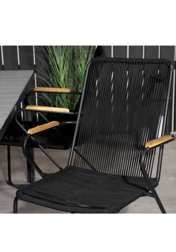 VENTURE DESIGN havest, m. Levels bord, m. udtrk og 4 Bois stole, m. armln - gr aintwood/alu 