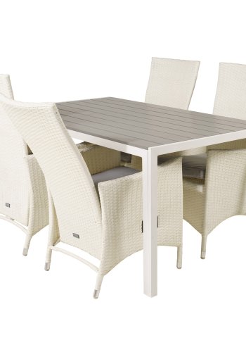 VENTURE DESIGN havest, m. Break bord (150x90) og 4 Padova stole, m. recliner - gr aintwood/alu