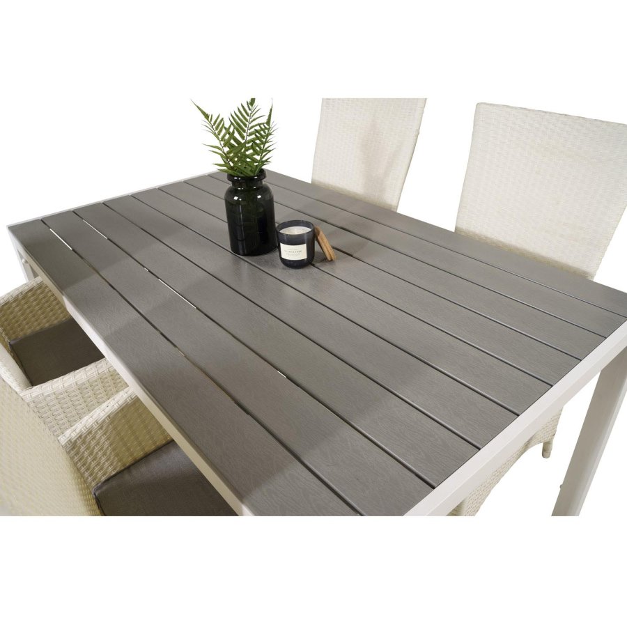 VENTURE DESIGN havest, m. Break bord (150x90) og 4 Padova stole, m. recliner - gr aintwood/alu