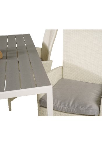 VENTURE DESIGN havest, m. Break bord (150x90) og 4 Padova stole, m. recliner - gr aintwood/alu