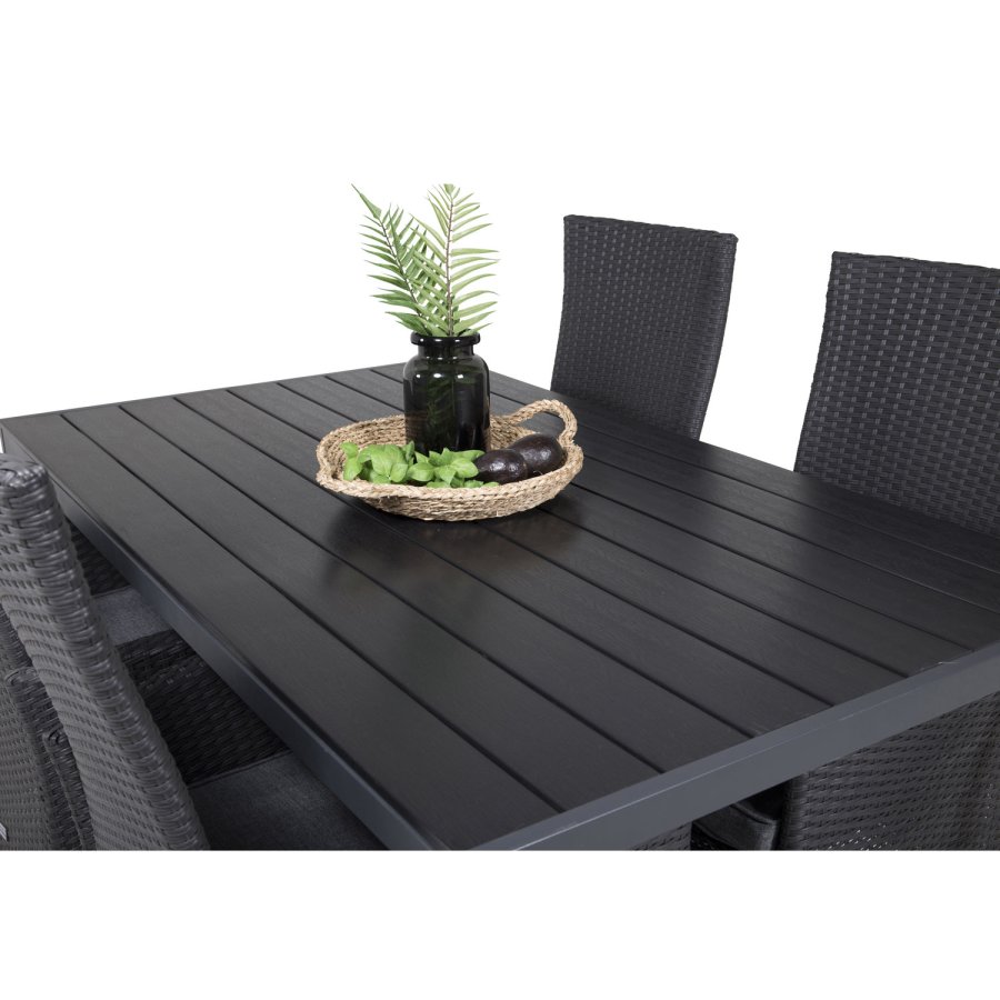 VENTURE DESIGN havest, m. Break bord (150x90) og 4 Padova stole, m. recliner - sort aintwood/alu