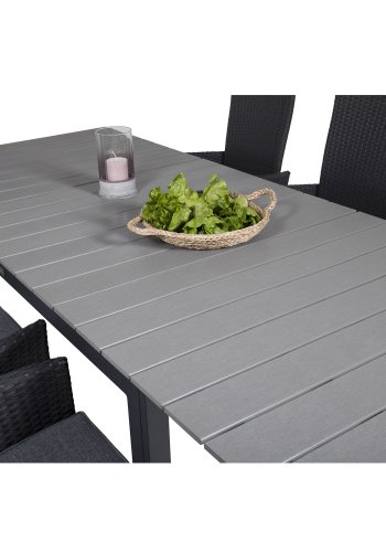 VENTURE DESIGN havest, m.Levels bord, m. udtrk og 6 Padova recliner stole - aintwood/alu