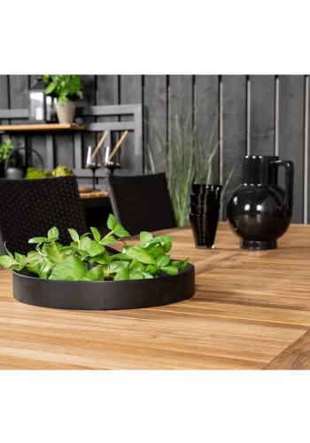 VENTURE DESIGN havest m. Panama bord m. udtrk og 8 Anna stole m. armln - teak/sort rattan/alu