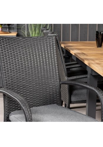 VENTURE DESIGN havest m. Panama bord m. udtrk og 8 Anna stole m. armln - teak/sort rattan/alu