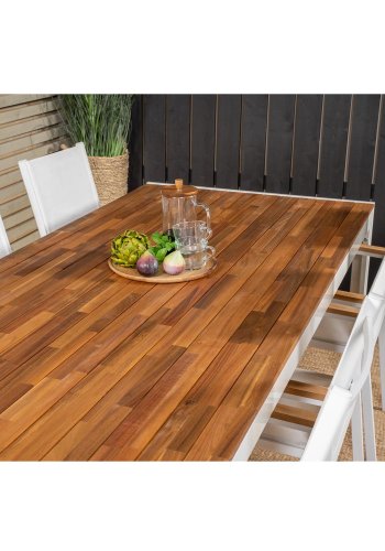 VENTURE DESIGN havest, m. Bois bord (200x100) og 6 Texas stole, m. armln - akacie/alu/textilene