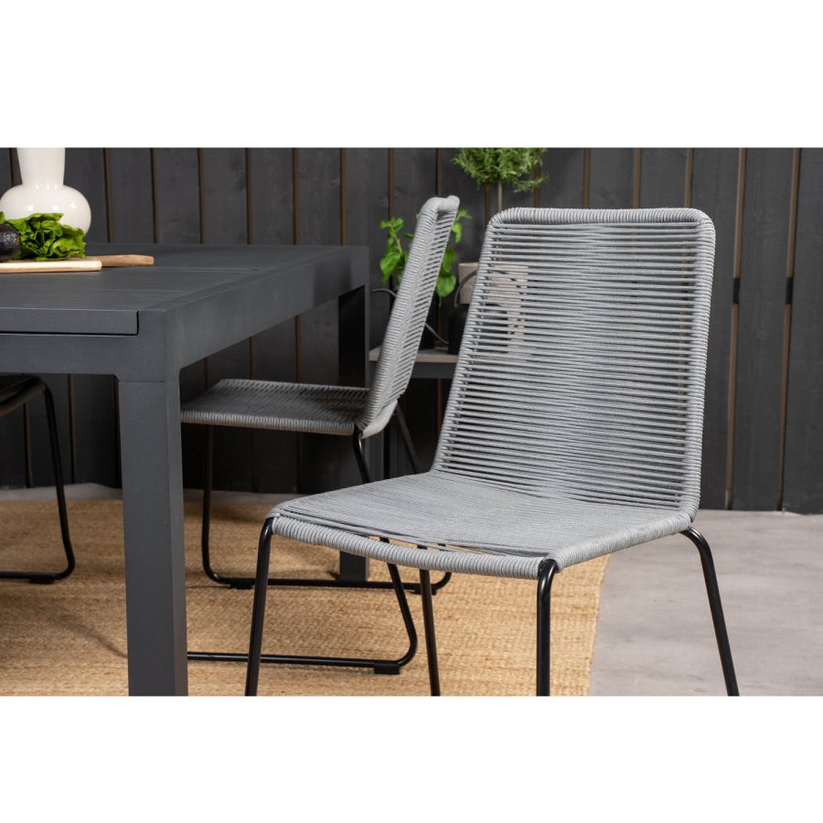 VENTURE DESIGN havest, m. Marbella bord, m. udtrk og 4 Lindos stole - reb/aluminium