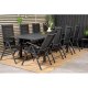 VENTURE DESIGN havest m. Marbella bord m. udtrk og 8 Break stole m. recliner - sort alu/textilene