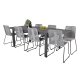 VENTURE DESIGN havest m. Marbella bord m. udtrk og 8 Lindos stole - grt reb/sort alu