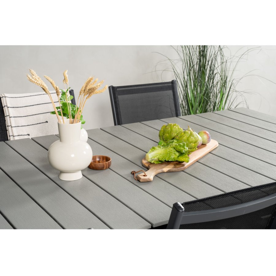 VENTURE DESIGN havest, m. Levels bord, m. udtrk og 6 Parma stole, m. armln - aintwood/alu