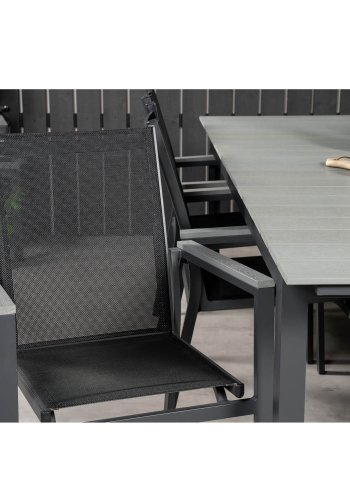 VENTURE DESIGN havest, m. Levels bord, m. udtrk og 6 Parma stole, m. armln - aintwood/alu