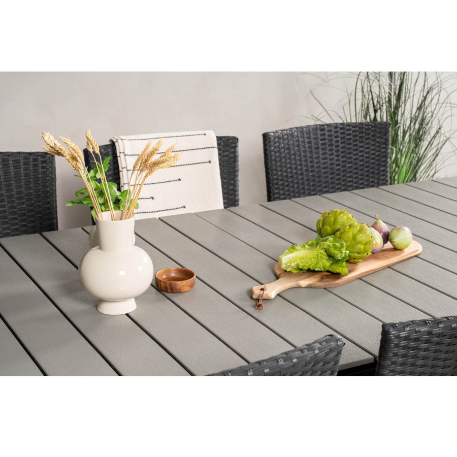 VENTURE DESIGN havest, m. Levels bord, m. udtrk og 6 Malin stole, m. armln - aintwood/alu