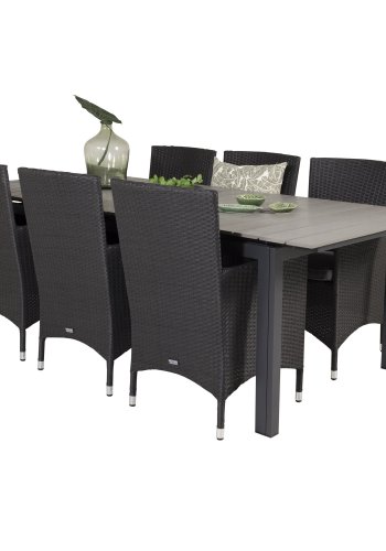 VENTURE DESIGN havest, m. Levels bord, m. udtrk og 6 Malin stole, m. armln - aintwood/alu