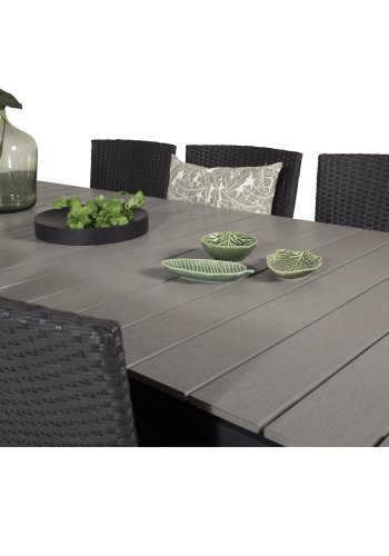 VENTURE DESIGN havest, m. Levels bord, m. udtrk og 6 Malin stole, m. armln - aintwood/alu