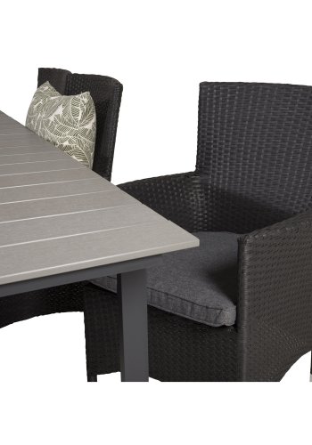 VENTURE DESIGN havest, m. Levels bord, m. udtrk og 6 Malin stole, m. armln - aintwood/alu