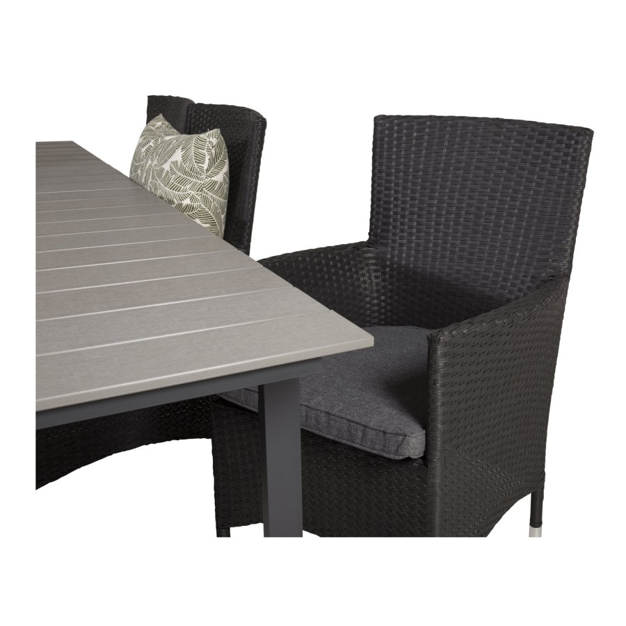 VENTURE DESIGN havest, m. Levels bord, m. udtrk og 6 Malin stole, m. armln - aintwood/alu