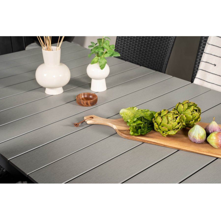 VENTURE DESIGN havest, m. Levels bord, m. udtrk og 6 Padova recliner stole - aintwood/alu