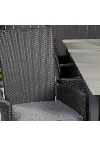 VENTURE DESIGN havest, m. Levels bord, m. udtrk og 6 Padova recliner stole - aintwood/alu