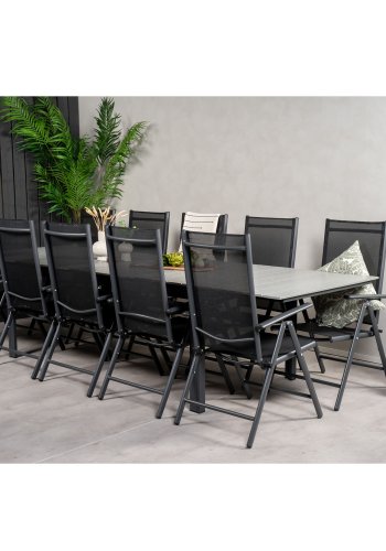 VENTURE DESIGN havest m Levels bord m udtrk og 10 Break stole m recliner - textilene/gr aintwood