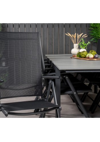 VENTURE DESIGN havest m Levels bord m udtrk og 10 Break stole m recliner - textilene/gr aintwood