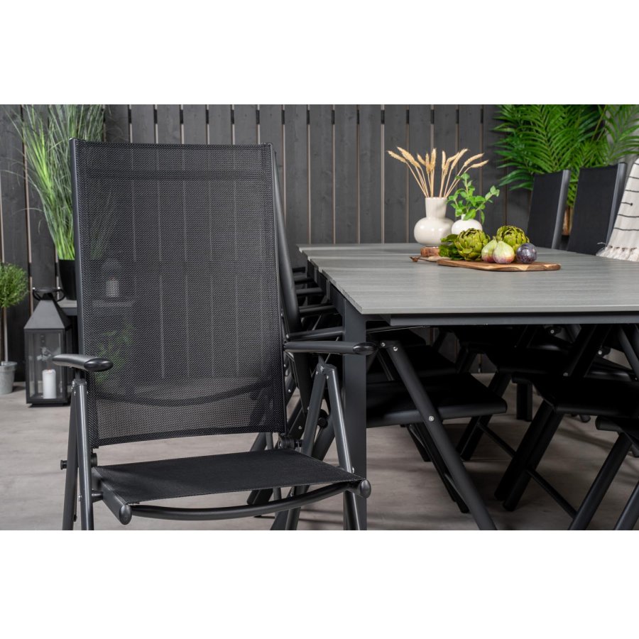 VENTURE DESIGN havest m Levels bord m udtrk og 10 Break stole m recliner - textilene/gr aintwood