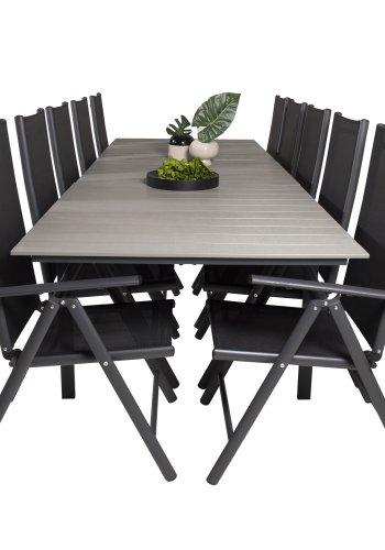 VENTURE DESIGN havest m Levels bord m udtrk og 10 Break stole m recliner - textilene/gr aintwood