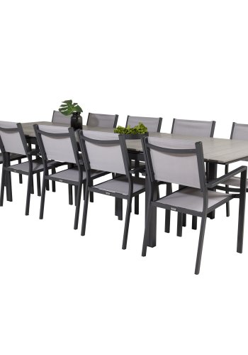 VENTURE DESIGN havest m Levels bord m udtrk og 10 Copacabana stole m armln - gr aintwood/textile