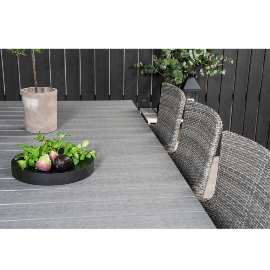 VENTURE DESIGN havest, m. Levels bord, m. udtrk og 6 Malin stole, m. armln - aintwood/alu