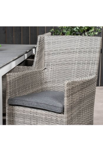 VENTURE DESIGN havest, m. Levels bord, m. udtrk og 6 Malin stole, m. armln - aintwood/alu