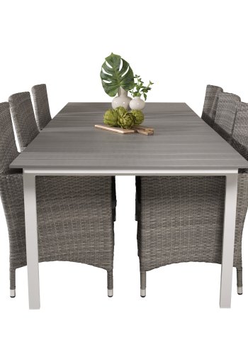 VENTURE DESIGN havest, m. Levels bord, m. udtrk og 6 Malin stole, m. armln - aintwood/alu