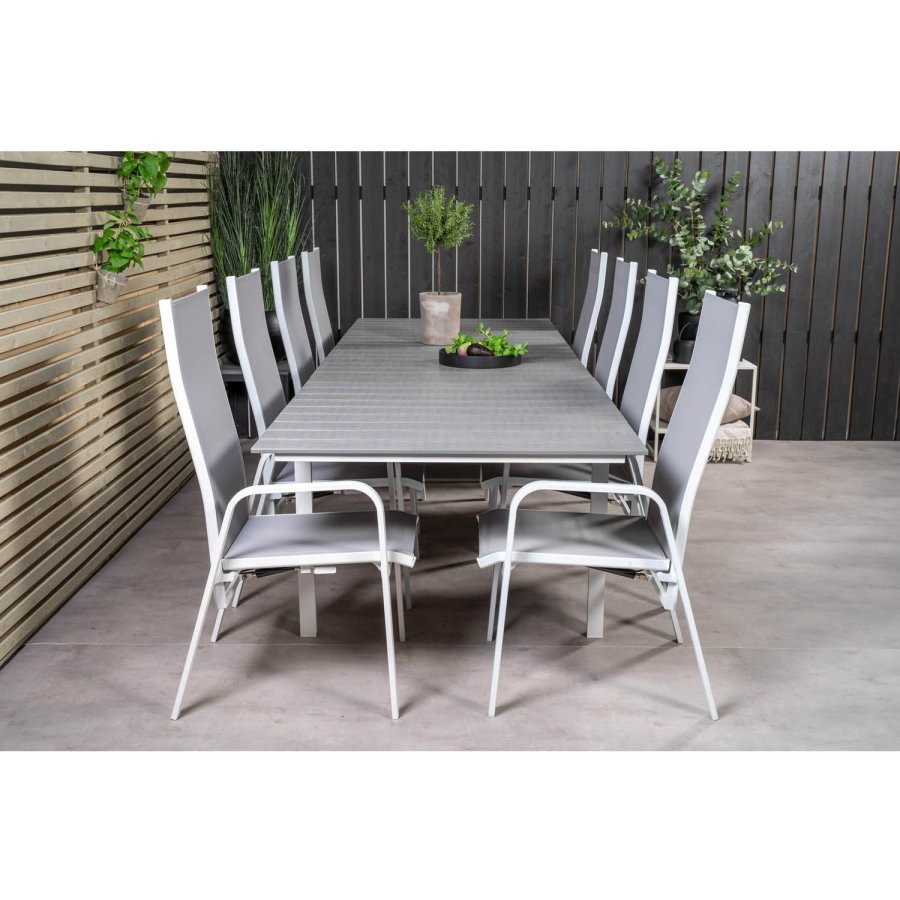 VENTURE DESIGN havest m Levels bord m udtrk og 8 Copacabana stole m recliner - gr aintwood/textil