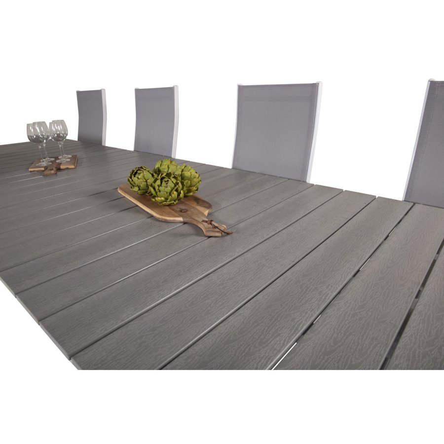 VENTURE DESIGN havest m Levels bord m udtrk og 8 Copacabana stole m recliner - gr aintwood/textil