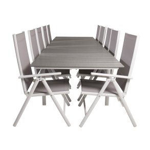 VENTURE DESIGN havest m Levels bord m udtrk og 10 Break stole m recliner - gr aintwood/textilene