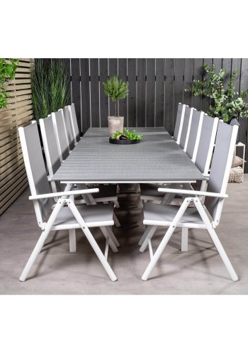 VENTURE DESIGN havest m Levels bord m udtrk og 10 Break stole m recliner - gr aintwood/textilene