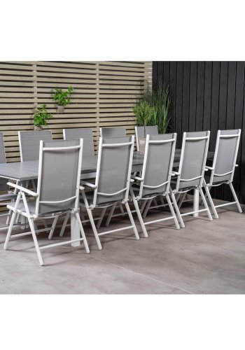 VENTURE DESIGN havest m Levels bord m udtrk og 10 Break stole m recliner - gr aintwood/textilene