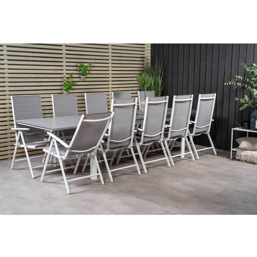 VENTURE DESIGN havest m Levels bord m udtrk og 10 Break stole m recliner - gr aintwood/textilene