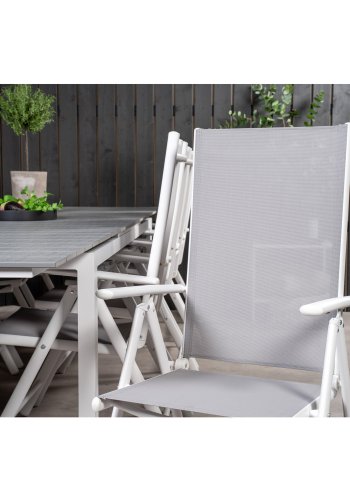 VENTURE DESIGN havest m Levels bord m udtrk og 10 Break stole m recliner - gr aintwood/textilene