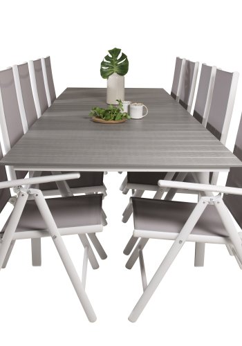 VENTURE DESIGN havest m Levels bord m udtrk og 10 Break stole m recliner - gr aintwood/textilene