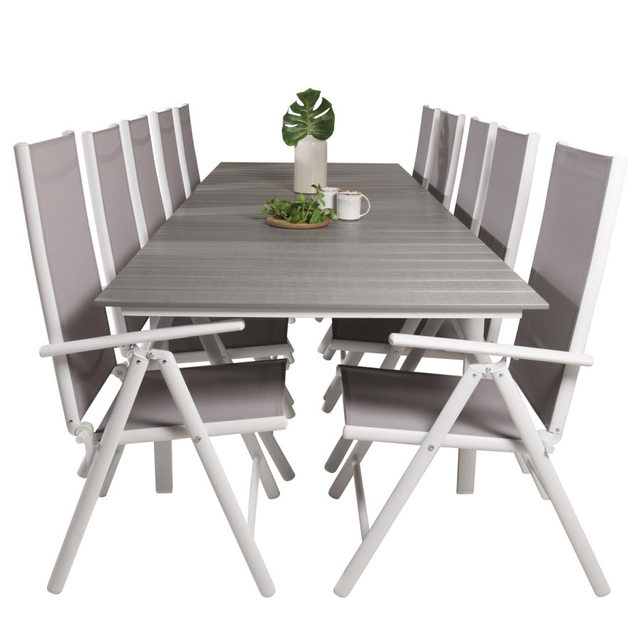 VENTURE DESIGN havest m Levels bord m udtrk og 10 Break stole m recliner - gr aintwood/textilene